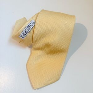 Brioni Solid Yellow Silk Tie Textured Weave Design
